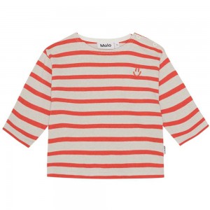 Molo Edarko T Shirts Tops Jongen Shell Red Stripe | NL0001426