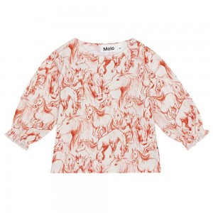 Molo Elina T Shirts Tops Meisje Red Horses | NL0001448