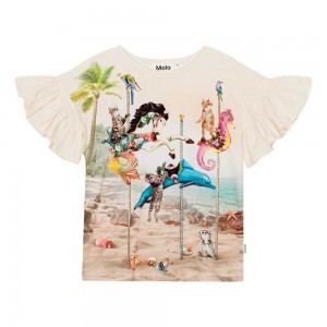 Molo Rayah T Shirts Tops Meisje Carousel Cats | NL0000496