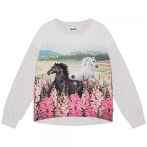 Molo Reniza T Shirts Tops Meisje Meadow Horses | NL0000573