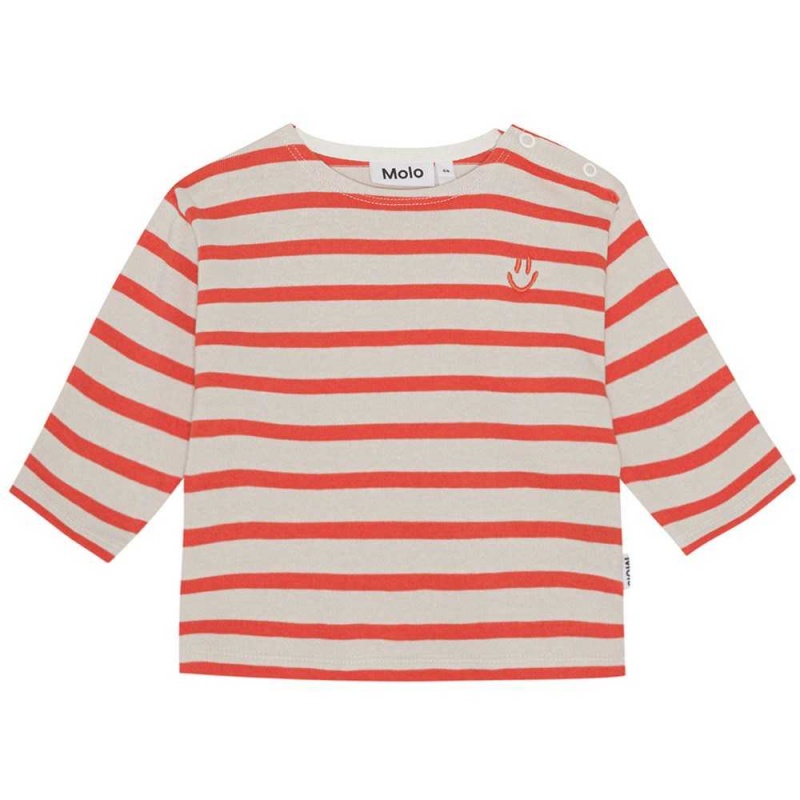 Molo Edarko T Shirts Tops Jongen Shell Red Stripe | NL0001426