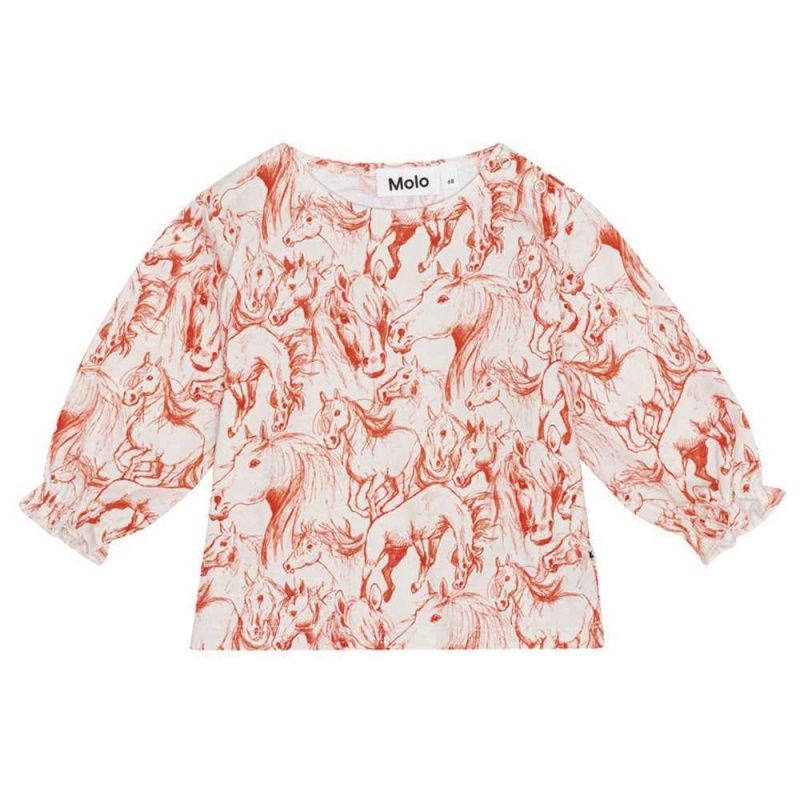 Molo Elina T Shirts Tops Meisje Red Horses | NL0001448