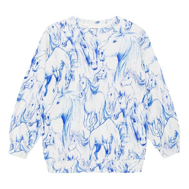 Molo Monti Sweatshirts Cardigans Meisje Blue Horses | NL0000480