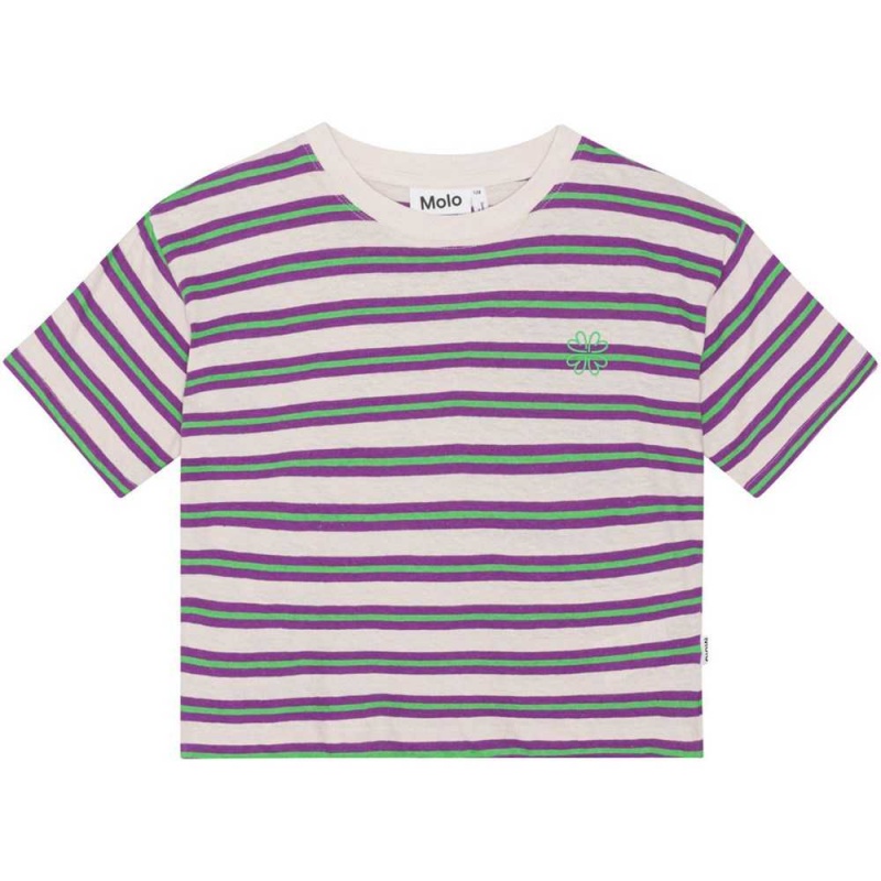 Molo Reinette T Shirts Tops Meisje Purple Green Stripe | NL0000531