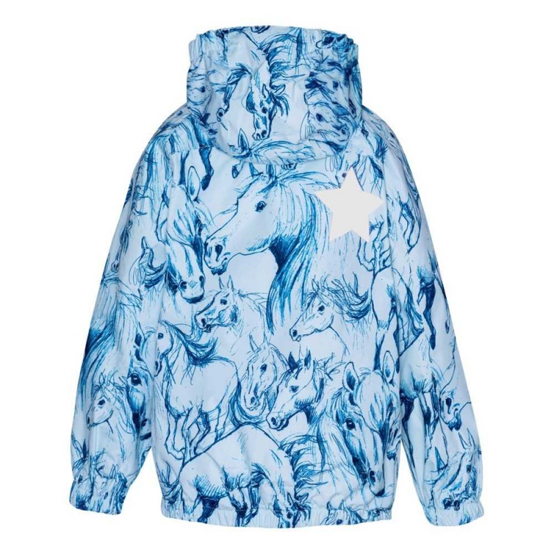 Molo Waiton Regenkleding Sky Blue Horses | NL0000070